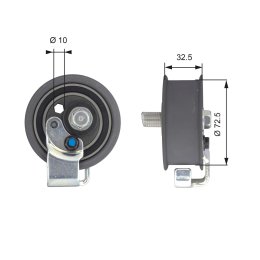 Tensioner Pulley, timing belt GATES T43065