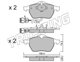 stabdžių trinkelių rinkinys, diskinis stabdys TRUSTING 188.0