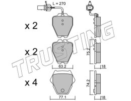 stabdžių trinkelių rinkinys, diskinis stabdys TRUSTING 790.1