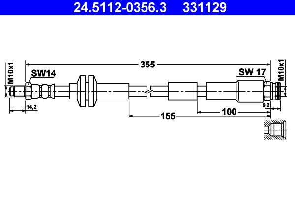 Flessibile del freno - 24.5112-0356.3 ATE