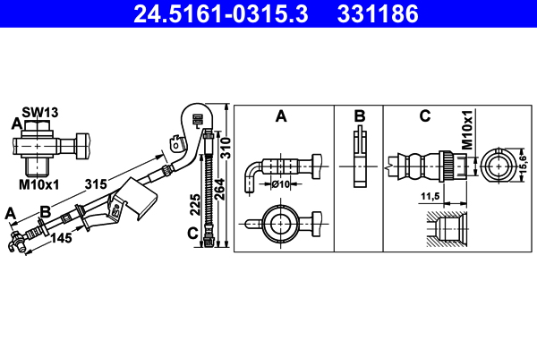 Brake Hose - 24.5161-0315.3 ATE