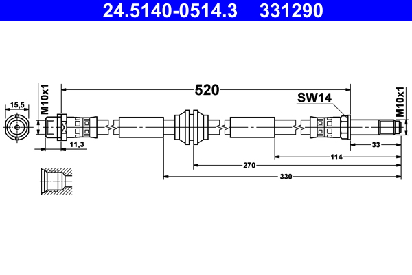 Brake Hose - 24.5140-0514.3 ATE