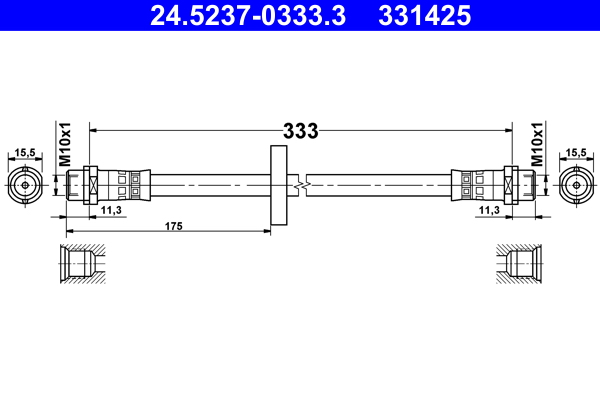 Flessibile del freno - 24.5237-0333.3 ATE