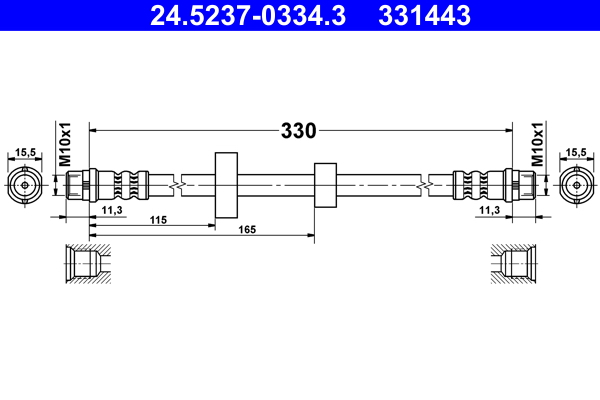 Flessibile del freno - 24.5237-0334.3 ATE