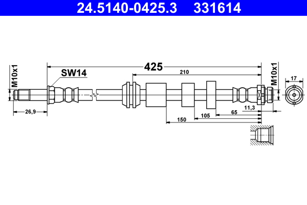 Brake Hose - 24.5140-0425.3 ATE