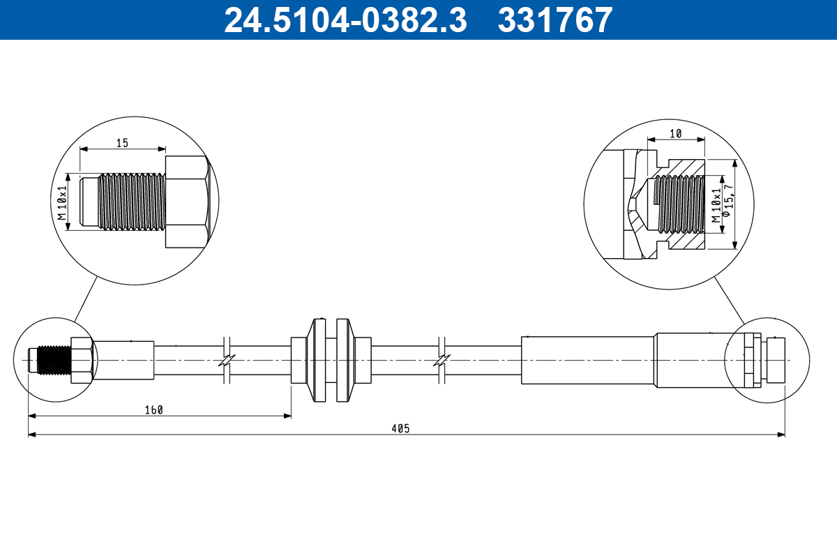 Flessibile del freno - 24.5104-0382.3 ATE