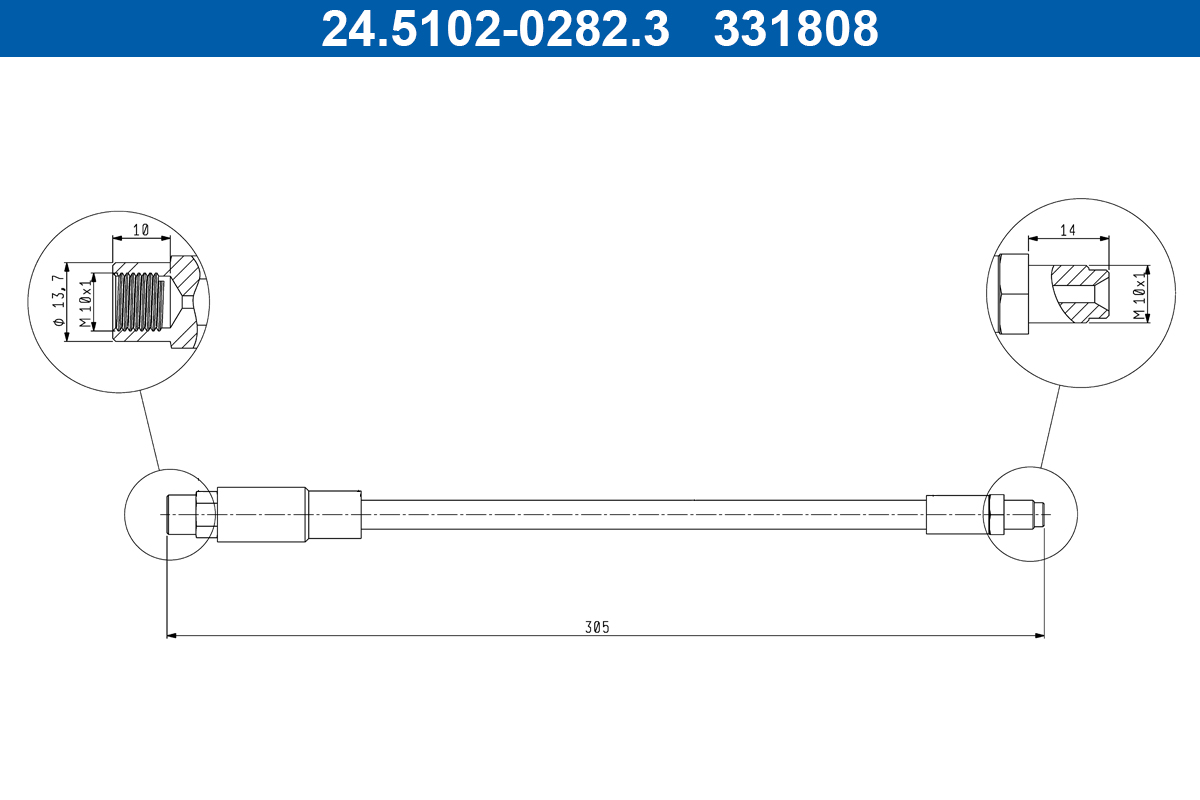 Brake Hose - 24.5102-0282.3 ATE