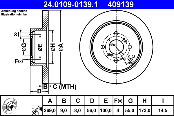 Brake Disc - 24.0109-0139.1 ATE