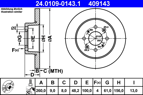 Brake Disc - 24.0109-0143.1 ATE