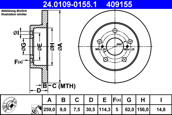Brake Disc - 24.0109-0155.1 ATE