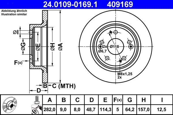 Brake Disc - 24.0109-0169.1 ATE