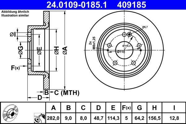 Brake Disc - 24.0109-0185.1 ATE