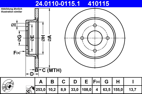 Brake Disc - 24.0110-0115.1 ATE