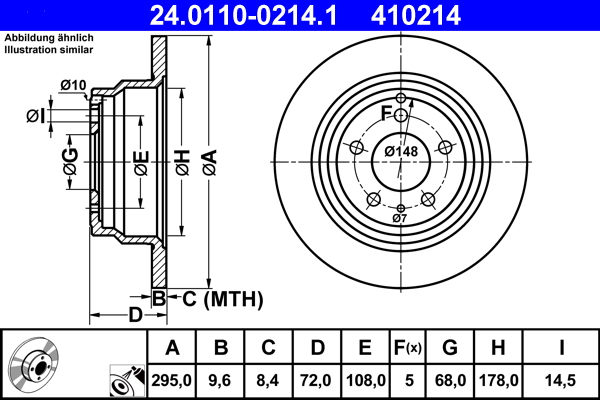 Brake Disc - 24.0110-0214.1 ATE