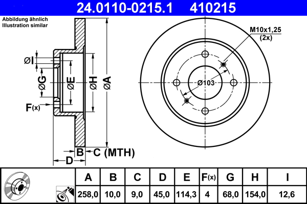 Brake Disc - 24.0110-0215.1 ATE