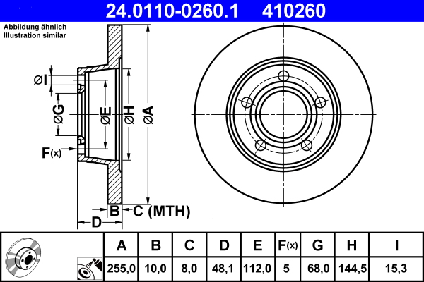 Brake Disc - 24.0110-0260.1 ATE