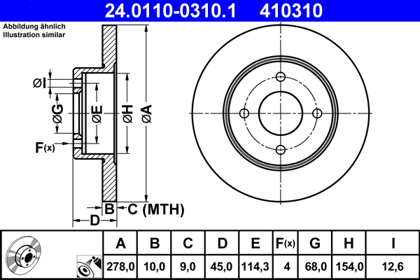 Brake Disc - 24.0110-0310.1 ATE