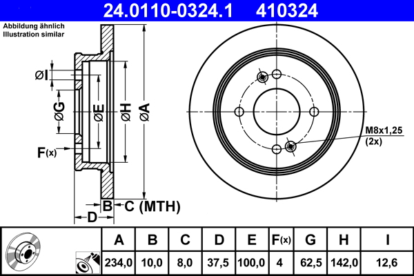 Brake Disc - 24.0110-0324.1 ATE