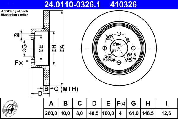 Brake Disc - 24.0110-0326.1 ATE