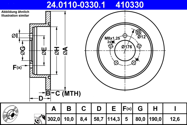 Bremsscheibe - 24.0110-0330.1 ATE