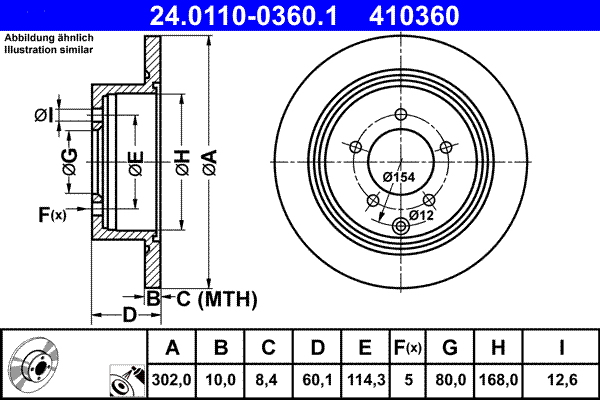 Brake Disc - 24.0110-0360.1 ATE