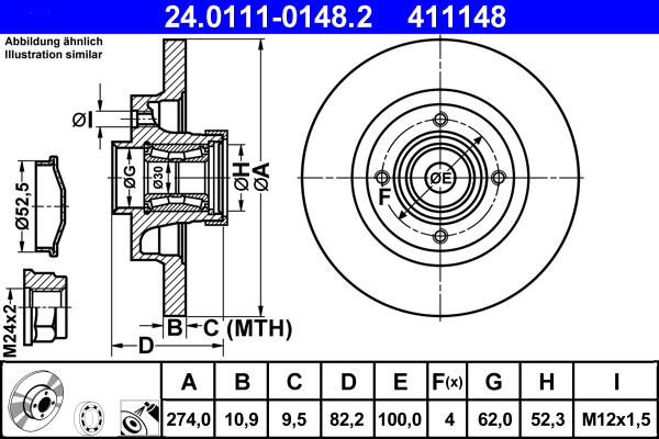 Brake Disc - 24.0111-0148.2 ATE