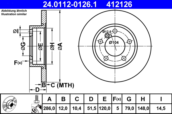 Brake Disc - 24.0112-0126.1 ATE
