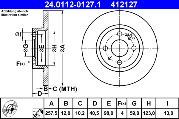 Brake Disc - 24.0112-0127.1 ATE