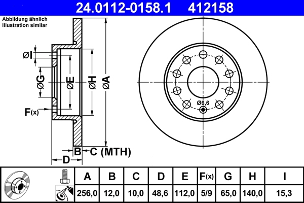 Brake Disc - 24.0112-0158.1 ATE