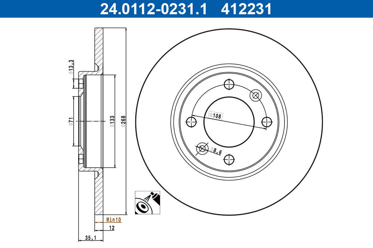 Brake Disc - 24.0112-0231.1 ATE