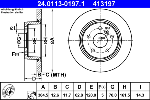 Brake Disc - 24.0113-0197.1 ATE