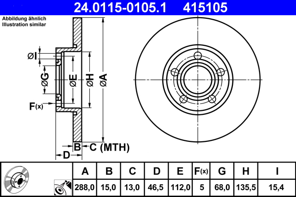 Brake Disc - 24.0115-0105.1 ATE