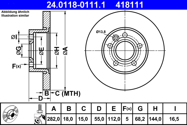Brake Disc - 24.0118-0111.1 ATE