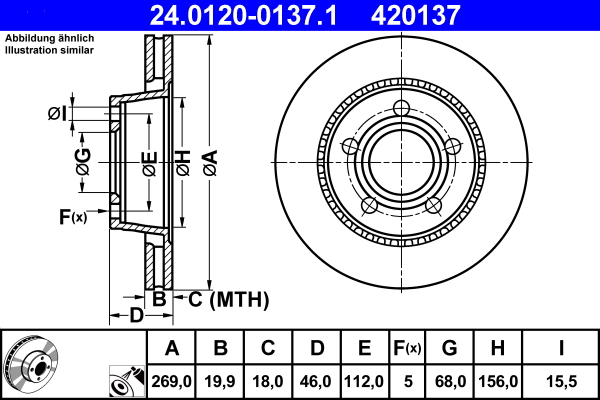 Brake Disc - 24.0120-0137.1 ATE