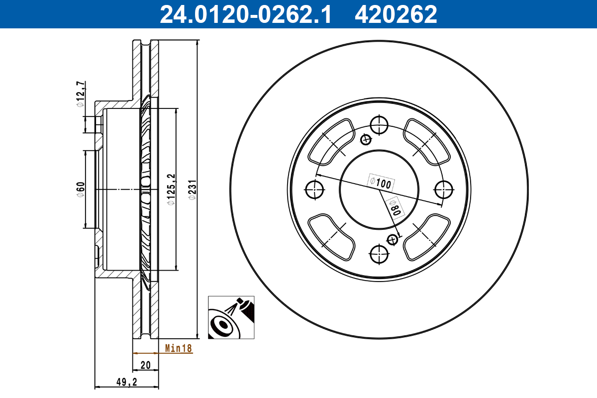 Brake Disc - 24.0120-0262.1 ATE