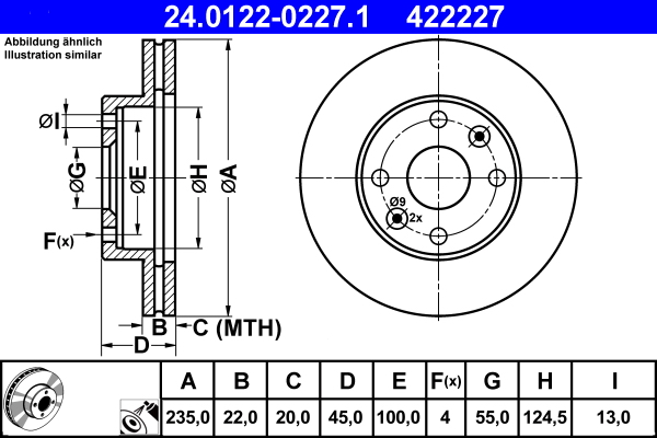 Brake Disc - 24.0122-0227.1 ATE
