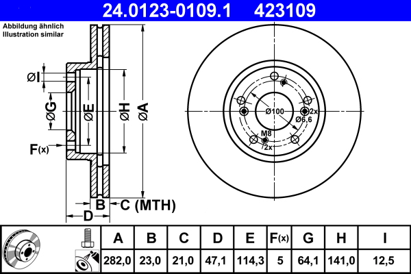 Brake Disc - 24.0123-0109.1 ATE