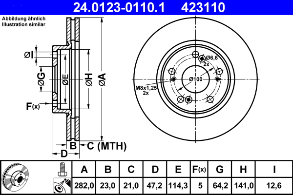 Brake Disc - 24.0123-0110.1 ATE