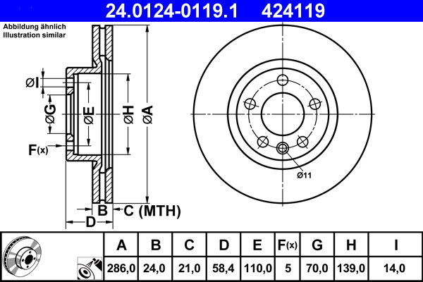 Brake Disc - 24.0124-0119.1 ATE