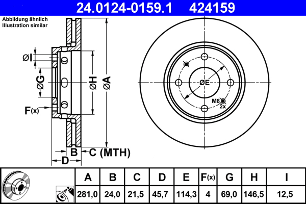 Brake Disc - 24.0124-0159.1 ATE