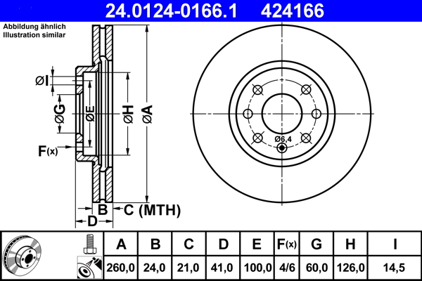 Bremsscheibe - 24.0124-0166.1 ATE