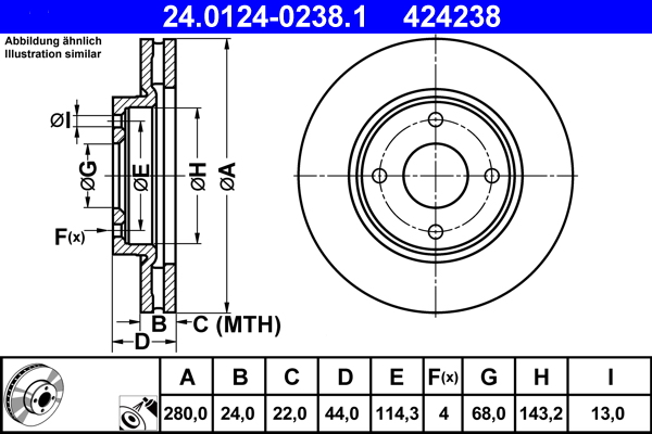 Brake Disc - 24.0124-0238.1 ATE