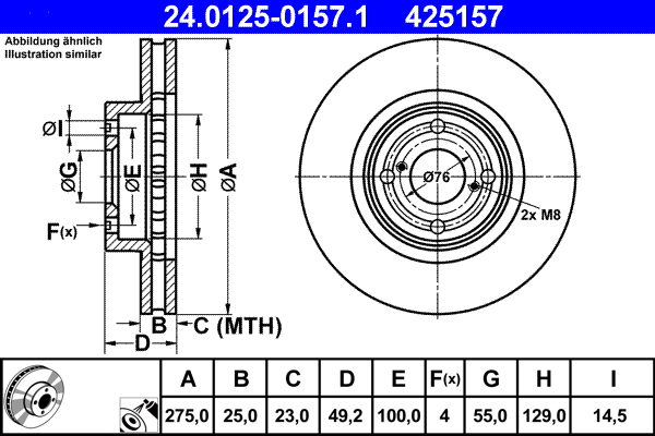 Bremsscheibe - 24.0125-0157.1 ATE