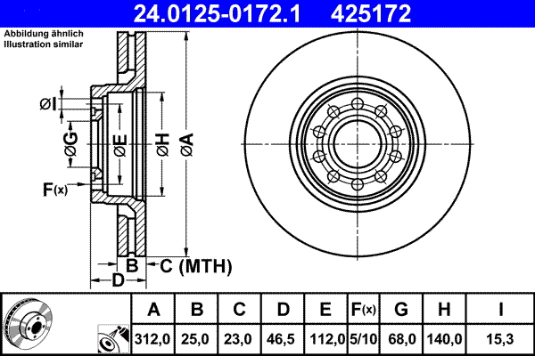 Bremsscheibe - 24.0125-0172.1 ATE