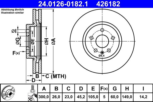 Brake Disc - 24.0126-0182.1 ATE