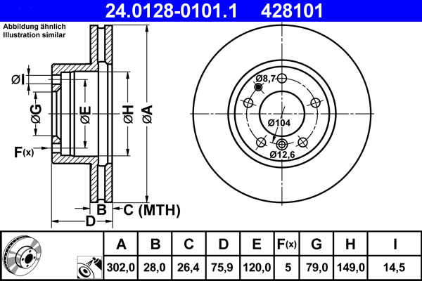 Brake Disc - 24.0128-0101.1 ATE