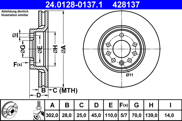 Brake Disc - 24.0128-0137.1 ATE