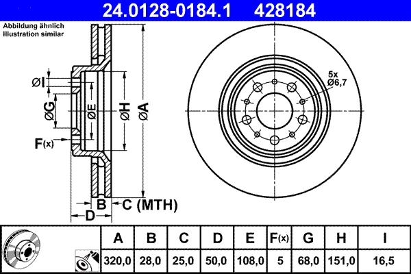 Brake Disc - 24.0128-0184.1 ATE