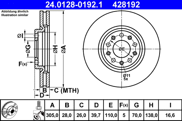 Brake Disc - 24.0128-0192.1 ATE