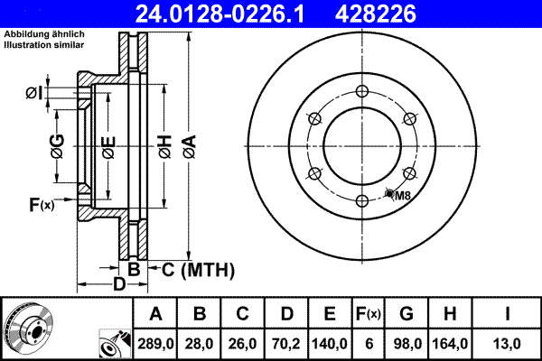 Brake Disc - 24.0128-0226.1 ATE